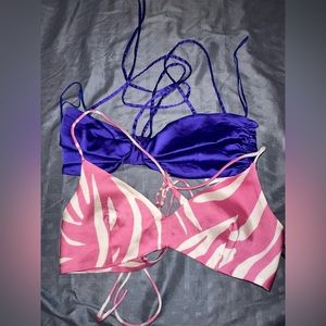 Two Zara bralette crop tops